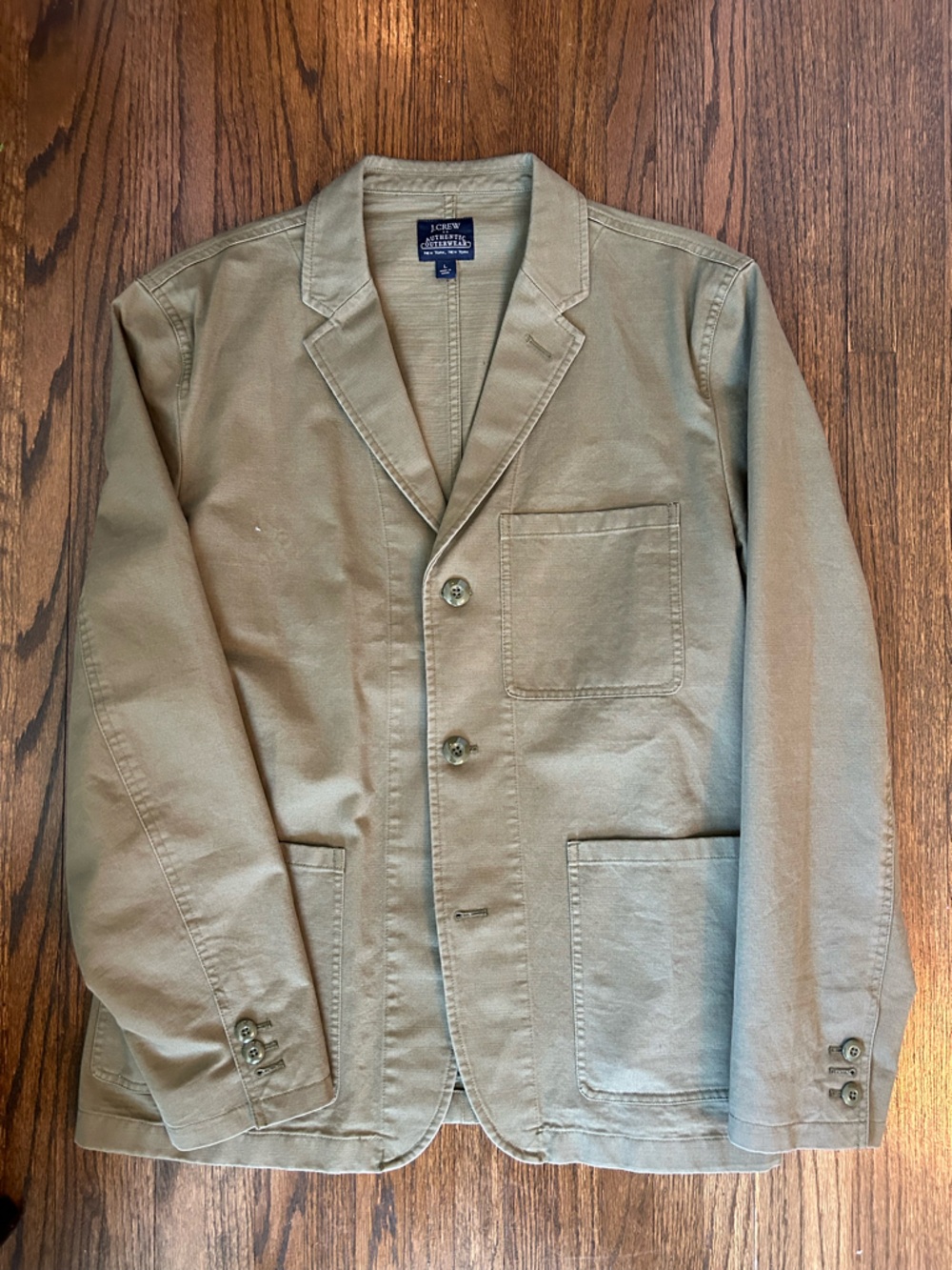 J. Crew Men's Olive Green Cotton Shirt Jacket Blazer